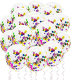Rainbow Confetti Balloons 25 Pcs 12 Inch Clear Latex Balloons Party Decorations