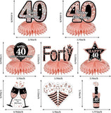 34 Pcs Rose Gold 40th Birthday Decorations Kit for Women Party Supplies