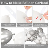 143 Pcs Disco Party Balloon Garland Arch Kit White Silver Confetti Balloons Party Decor