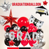 Black Red Silver Balloon Garland Arch Kit 130 Pcs with Star and Grad Mylar Balloons 2025