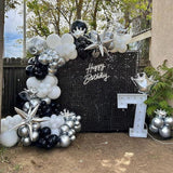Black Silver White Balloon Arch Kit 140pcs Star Balloons for Birthday Anniversary Party