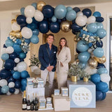 Navy Blue White Balloon Garland Double Stuffed Balloons for Birthday Wedding Party Decorations