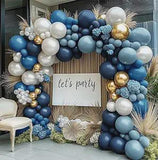Navy Blue White Balloon Garland Double Stuffed Balloons for Birthday Wedding Party Decorations
