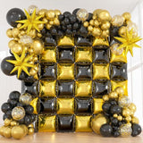 36pcs Black Gold Foil Balloons Wall with 138 Confetti Balloon Arch Kit for Party Decorations