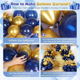 Navy Blue Balloon Arch Kit 153pcs Stars Metallic Gold Balloons for Birthday Graduation Party Decorations