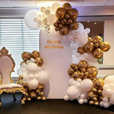 White Gold Balloon Arch Kit 146pcs Stars Metallic Balloons for Birthday Anniversary Party Decorations