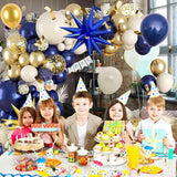 Navy Blue Gold Balloon Garland Arch Kit 120pcs Stars Confetti Balloons for Party Decorations
