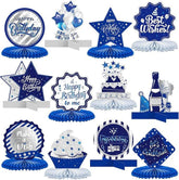 12 Pieces Blue Birthday Table Decorations Honeycomb Centerpieces Party Props