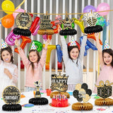 9 Pieces Black and Gold Birthday Table Centerpieces Honeycomb Decorations