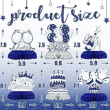12 Pieces Blue and Silver Birthday Table Centerpieces Honeycomb Decorations