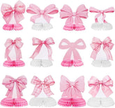 12 Pieces Pink Bow Birthday Table Centerpieces Honeycomb Party Decorations