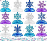 Winter Wonderland Party Honeycomb Centerpieces Blue Purple Snowflake Decor