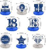 18th Birthday Honeycomb Centerpieces Blue Silver Table Decorations Party Supplies