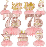 Pink Rose Gold 75th Birthday Honeycomb Centerpieces Table Decorations for Women