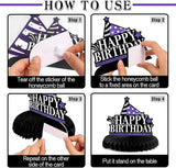 Happy 20th Birthday Purple Glitter Honeycomb Table Centerpieces Photo Prop