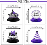 Happy 20th Birthday Purple Glitter Honeycomb Table Centerpieces Photo Prop