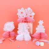 Snowflake Honeycomb Table Centerpieces Pink Winter Onederland First Birthday Decorations for Girls