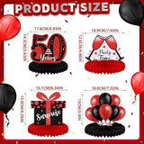 Red Black 50th Birthday Honeycomb Table Centerpieces Decorations for All