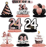Happy 24th Birthday Rose Gold Honeycomb Table Centerpieces Party Decorations