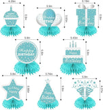 Teal Blue Birthday Honeycomb Table Centerpieces Decorations for Women and Girls