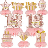 13th Birthday Rose Gold Honeycomb Table Centerpieces Decorations for Girls