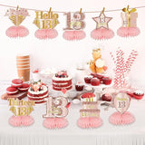 13th Birthday Rose Gold Honeycomb Table Centerpieces Decorations for Girls