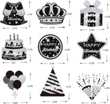 9PCS Black White Silver Birthday Honeycomb Table Centerpieces Party Decorations