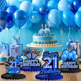 9PCS Blue Neon 21st Birthday Honeycomb Table Centerpieces Party Decorations