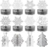 12PCS Winter Christmas Snowflake Honeycomb Table Centerpieces Holiday Party Decorations