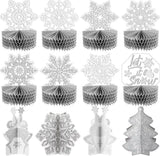 12PCS Winter Christmas Snowflake Honeycomb Table Centerpieces Holiday Party Decorations