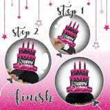 12PCS Hot Pink Black Birthday Honeycomb Table Centerpieces Party Decorations