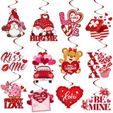 24 Pcs Valentines Day Hanging Swirl Decorations Red Heart Ceiling Party Supplies