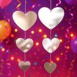 Metallic Hanging Heart Garland 2 Set Valentines Wall Decorations Party Streamers 240 Cm
