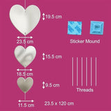 Metallic Hanging Heart Garland 2 Set Valentines Wall Decorations Party Streamers 240 Cm