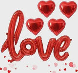 Love Balloons 24 Inch Red Foil Banner with 18 Inch Heart Balloons for Valentines Day