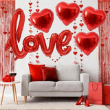 Love Balloons 24 Inch Red Foil Banner with 18 Inch Heart Balloons for Valentines Day