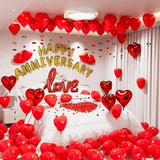 Anniversary Balloons Decorations Happy Banner Red Heart Balloons Rose Petals Latex Balloon