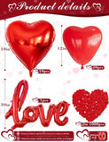 Anniversary Balloons Decorations Happy Banner Red Heart Balloons Rose Petals Latex Balloon