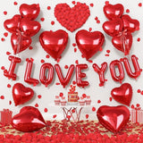 I Love You Balloons Valentines Red Heart Foil Balloon 1000 Rose Petals Wedding Party