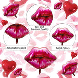 10 Pcs Red Heart Lip Balloons with Ribbon for Valentines Day Wedding Anniversary Party Decor