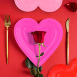 48 Pcs Heart Shaped Paper Plates Romantic Red Tableware for Valentines Day Party