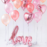 Light Pink I Love You Balloons with 18 Inch Red Heart Foil Balloons for Valentines Party
