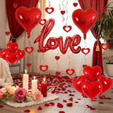 Valentines Day Party Set 36 Inch Love Foil Balloon 18 Inch Heart Balloons 1000 Rose Petals