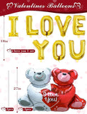 Valentines Day Balloons Set I Love You Love Bear Red Heart Balloons with 1000 Rose Petals