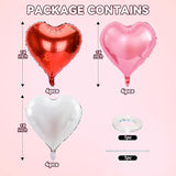 12 Pcs Pink and Red 18 Inch Heart Foil Balloons for Valentines Day Wedding Party Decor
