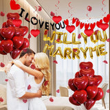 545 Pcs Gold Will You Marry Me Balloons Heart Foil I Love You Banner with Rose Petals for Engagement Wedding