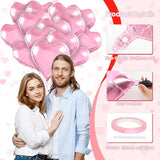 15 Pcs Pink Heart Shaped Balloons 18 Inch Love Foil Balloons for Valentines Day Wedding Party