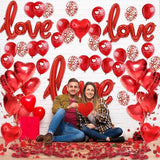 Valentines Day Decorations 50 Pcs Romantic Set Love Balloons Rose Petals Proposal Decor