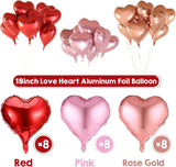 24 Pcs Heart Foil Balloons Red Pink Gold 18 Inch Mylar Valentines Wedding Party Decor