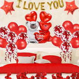 Valentines Day Heart Balloons I Love You Teddy Bear Rose Petals Wedding Party Decor